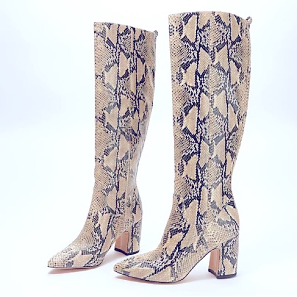 NWOT! Sam Edelman Snake-Print Tall-Shaft Boots - Hai